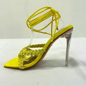 Yellow Lace Up Heels